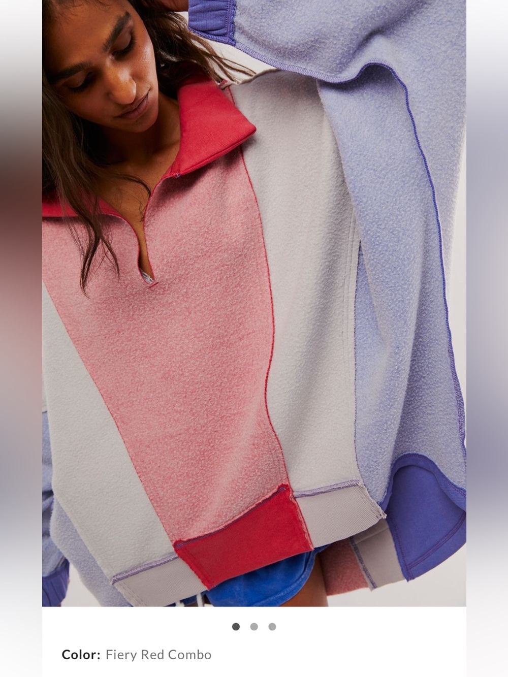 Free People Sidewalk Sweatshirt in Fiery Red Combo